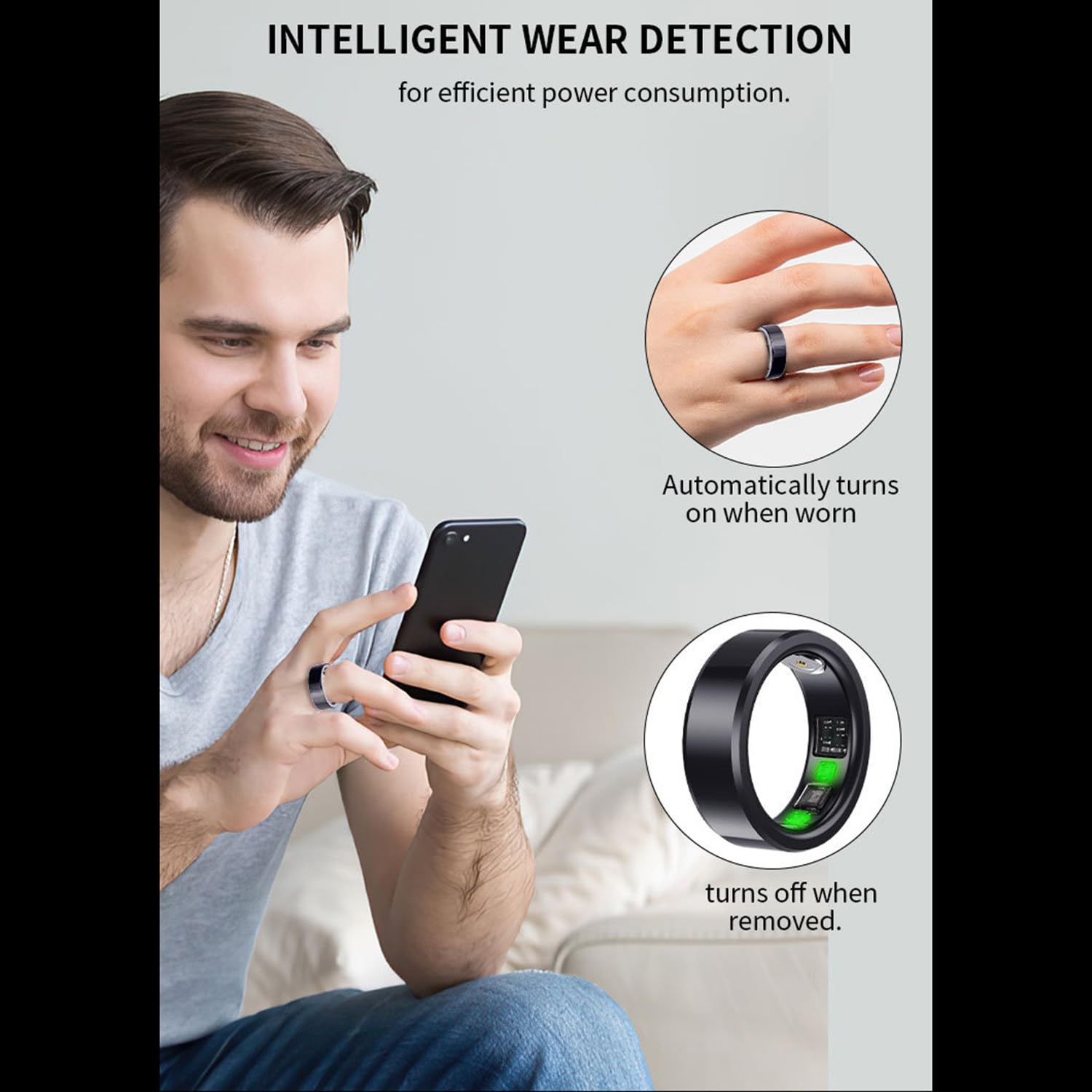 Smart Ring, Smart Ring Health Tracker per gli uomini e le donne, Rilevamento della temperatura corporea Smart Health Ring Rileva la qualità del sonno,Silver-17#