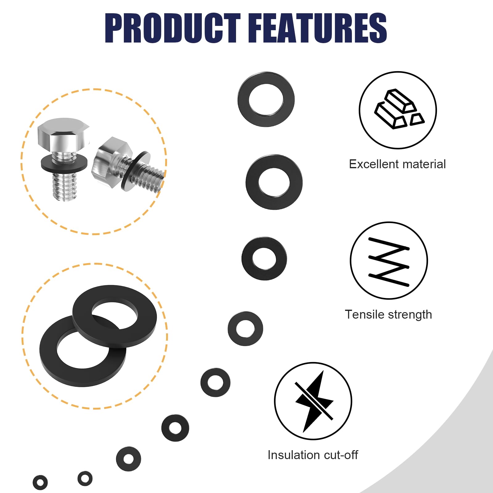 900pc Flat Washer Kit - M2-M12 Nylon Washers -5