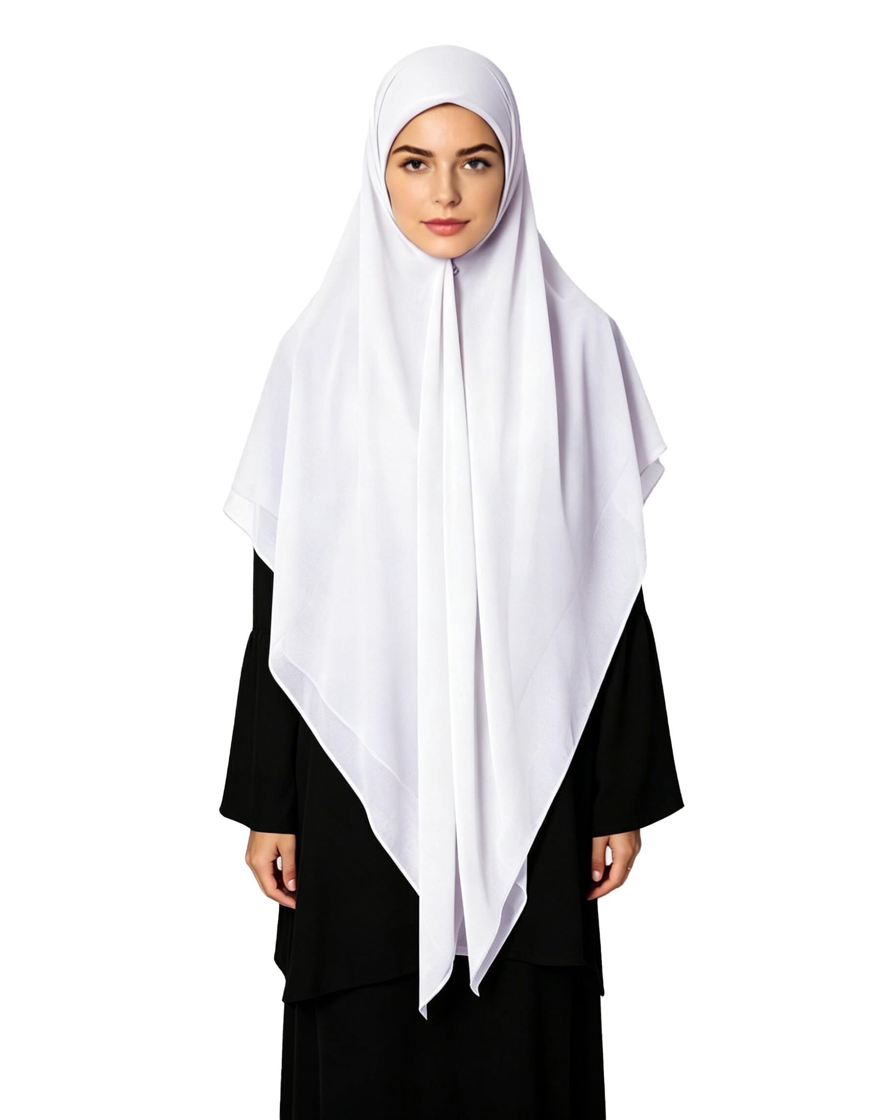 Lina & Lily Women's White Premium Chiffon Hijab Head Scarf Shawl Wrap For Muslim Square 145 X 145Cm (White)