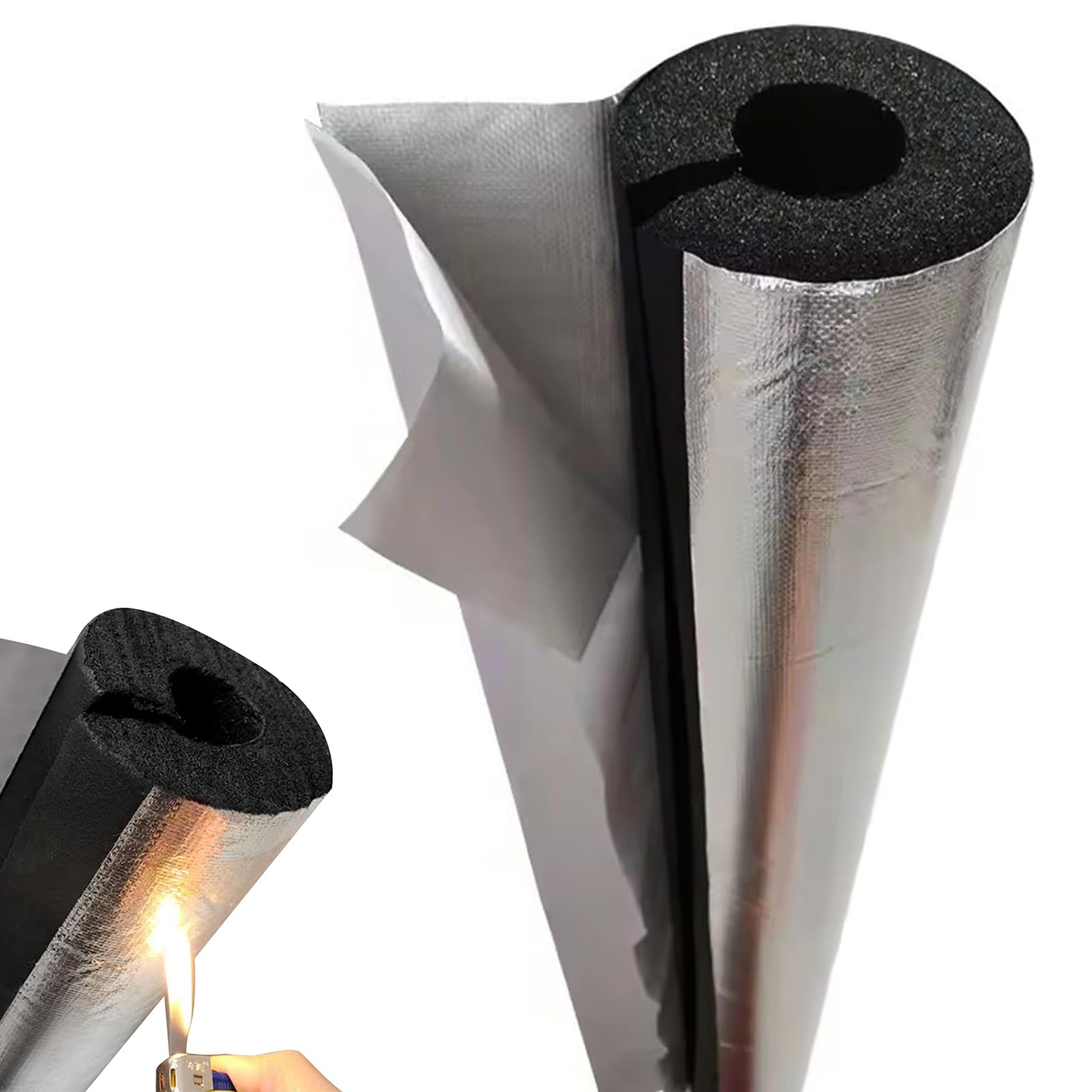Funda Aislante de espuma Coquilla de Papel de Aluminio, Fundas de Aislamiento Térmico para Tuberías Exteriores, Autoadhesivo para Tuberías Tubos De Agua Y Calefacción (ID)219mm x (T)30mm x (L)0.95m
