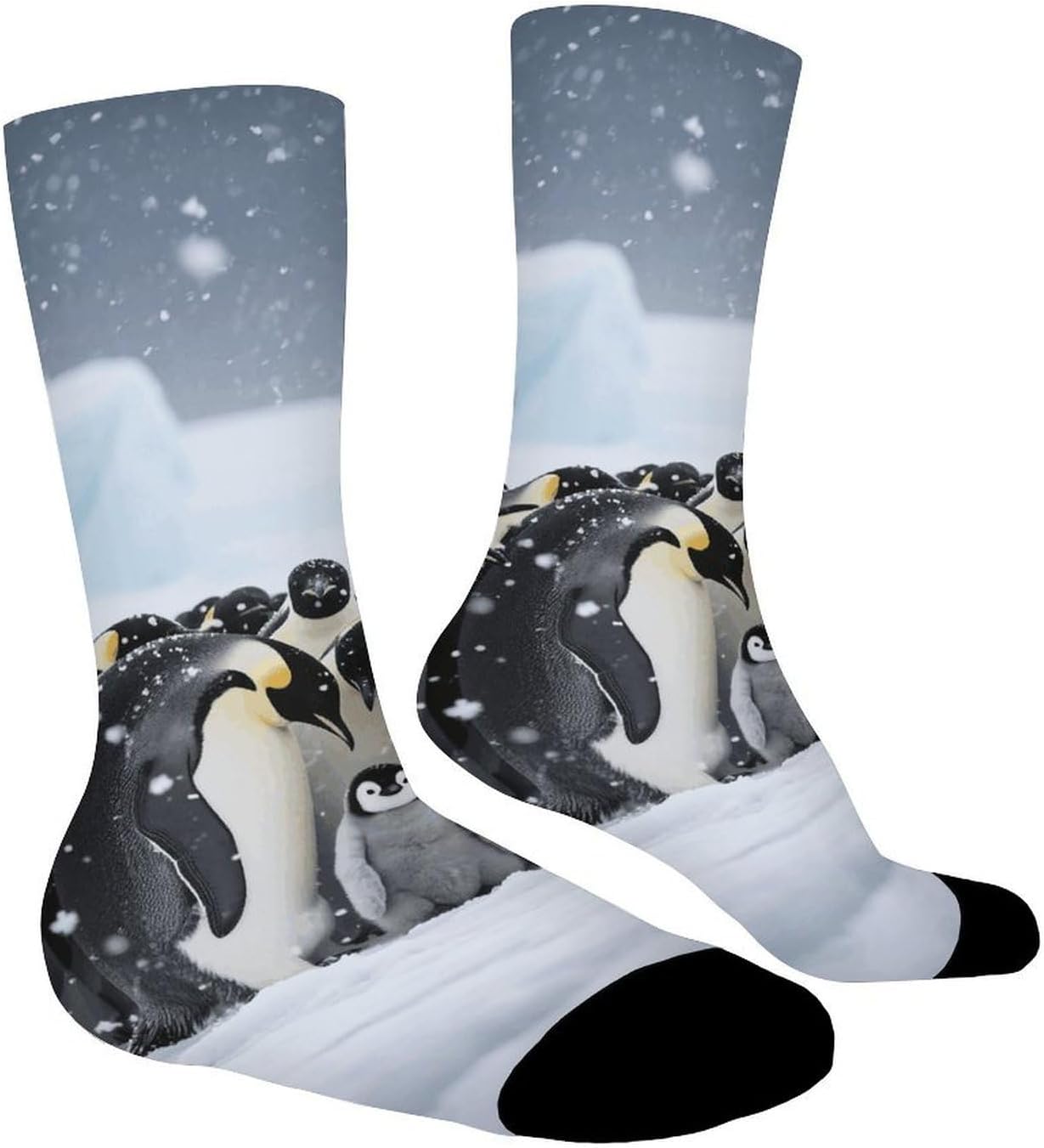 Emperor Penguin Huddle Crew Socks Moisture Wicking Ankle High Cushioned Arch Support Seamless Toe Athletic & Casual