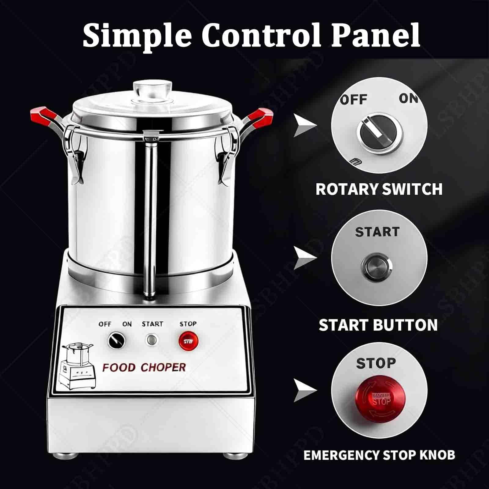 Cortador de verduras automático multifuncional, procesador de alimentos de acero inoxidable, 1400 W, 1400 RPM con cuchillas desmontables para frutas y granos