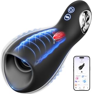 Masturbateurs Masculins Sex Toys, Automatique Masturbateur Homme 3D Vaginette Sextoy, Masturbeuse Homme avec 5 Modes pour lécher la langue&10 Modes de Vibration, Enveloppé à 360° Penisse Vibromasseurs