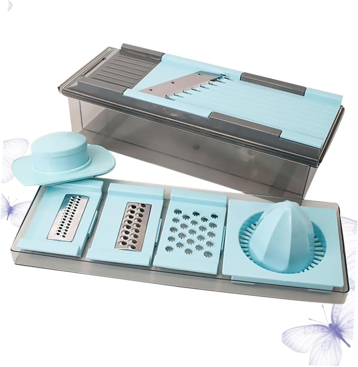 Housoutil Multifunctional 7-in-1 Vegetable Slicer and Juicer Squeezer Manual Fruit Grater for Home Kitchen Use