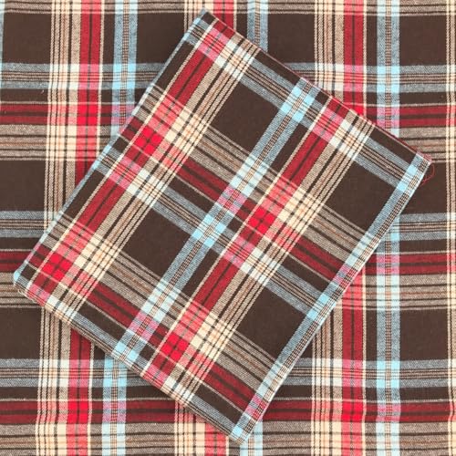Brown & Red Plaid Flannel Fabric 4.5oz 57