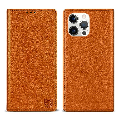 ZZXX for iPhone 15 Pro Max Wallet Case with [RFID Blocking] Card Slot Stand Strong Magnetic Leather Flip Fold Protective Phone Case for iPhone 15 Pro Max Case Wallet(Brown-6.7 inch)