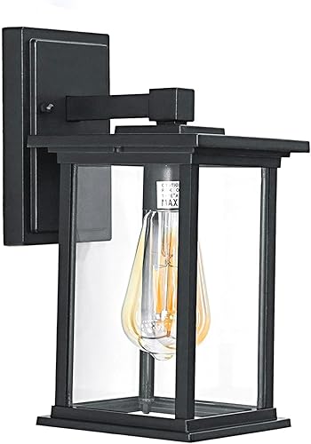 Miniatura 9 de Lámpara de pared para exteriores con pantalla, impermeable, de aluminio negro mate, para patio, pasillo, pasillo, puerta, porche, patio