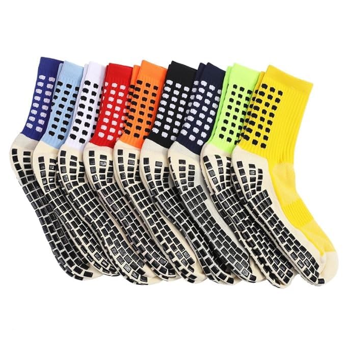 Image of Anti Slip Athletic Socks for Men | Pack of 3 Non Slip Grip Dotted Socks for Football, Running, Gym, Cycling & Outdoor Sports | Comfortable Cotton Ankle Socks