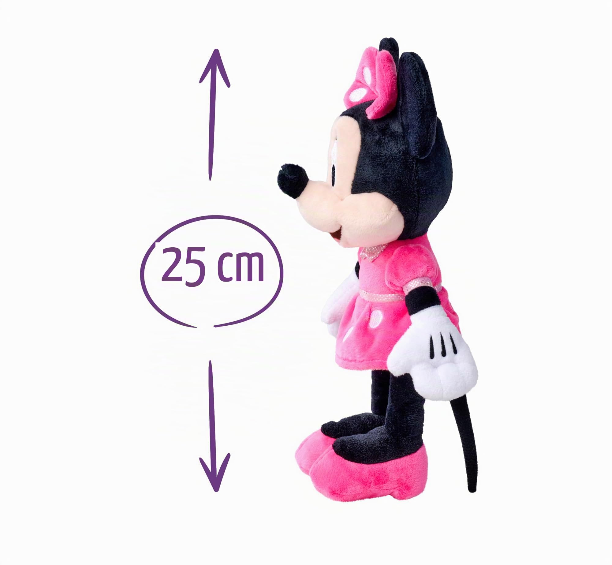 Simba Toys - Peluche Disney Minnie Mouse, Material Suave y Agradable, 100% Original, Apto para Niños y Niñas de Todas Las Edades - 25 cm (6315870227)