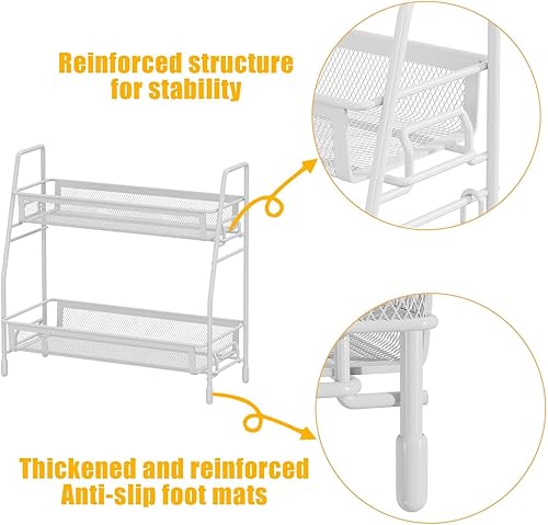 Miniatura 4 de Famhap Organizador de encimera de baño, organizador de baño con cesta lateral, organizador de encimera de cocina, organizador de estante de especias