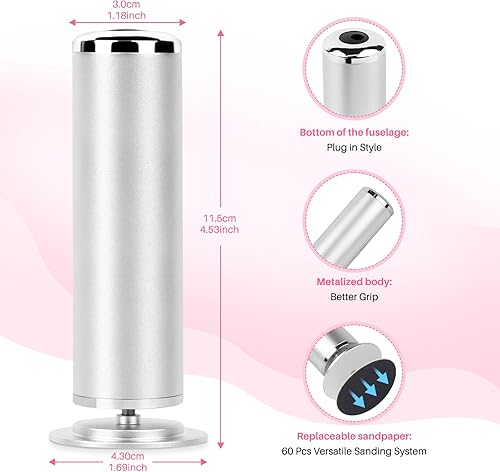 Miniatura 6 de Lima removedora de callos para pies herramienta profesional de pedicura para verano - Lima eléctrica para pies de velocidad ajustable para piel y