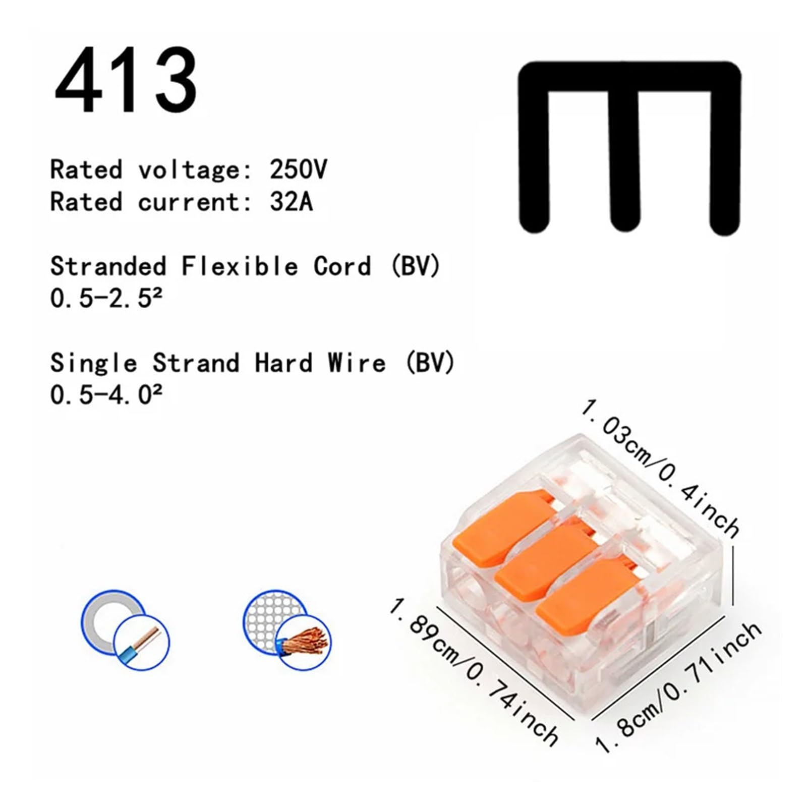 10-75 Uds. Terminales de enchufe rápido tipo Universal naranja, conectores equipos eléctricos, conector cable, 250V/32A | 75pcs Box