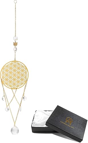 Miniatura 8 de Flower of Life - Atrapasoles de cristal, decoración de pared de geometría sagrada, adorno colgante decorativo para el hogar, oficina, jardín