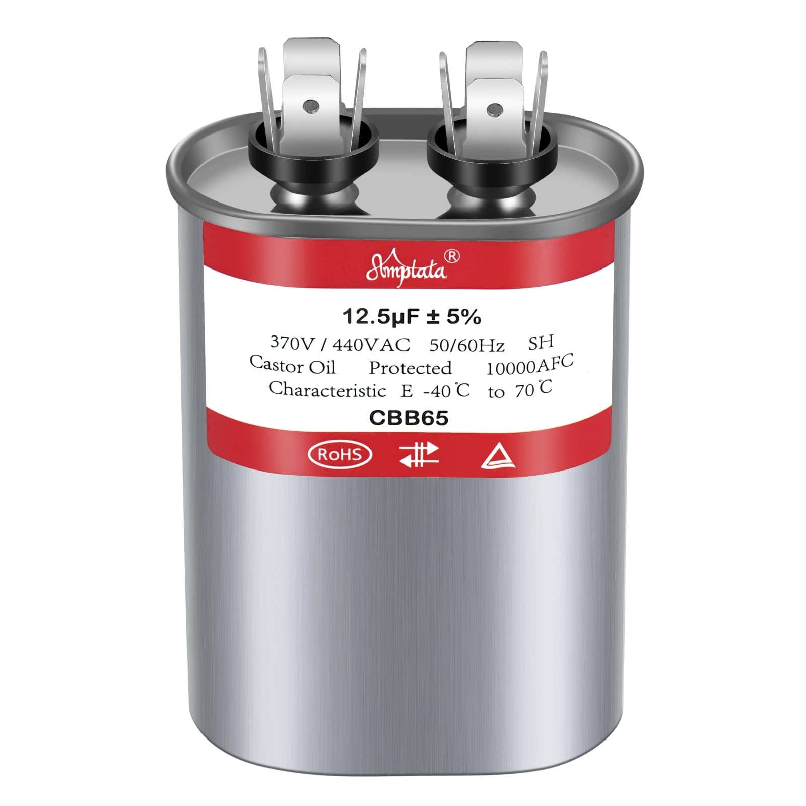 AMPTATA AC Capacitor, 12.5uf CBB65 Capacitor for AC/HVAC/Air Conditioner/Pool Pump/Condenser Fan Run Motor Start, 12.5MFD CBB65 370VAC 440VAC 450VAC
