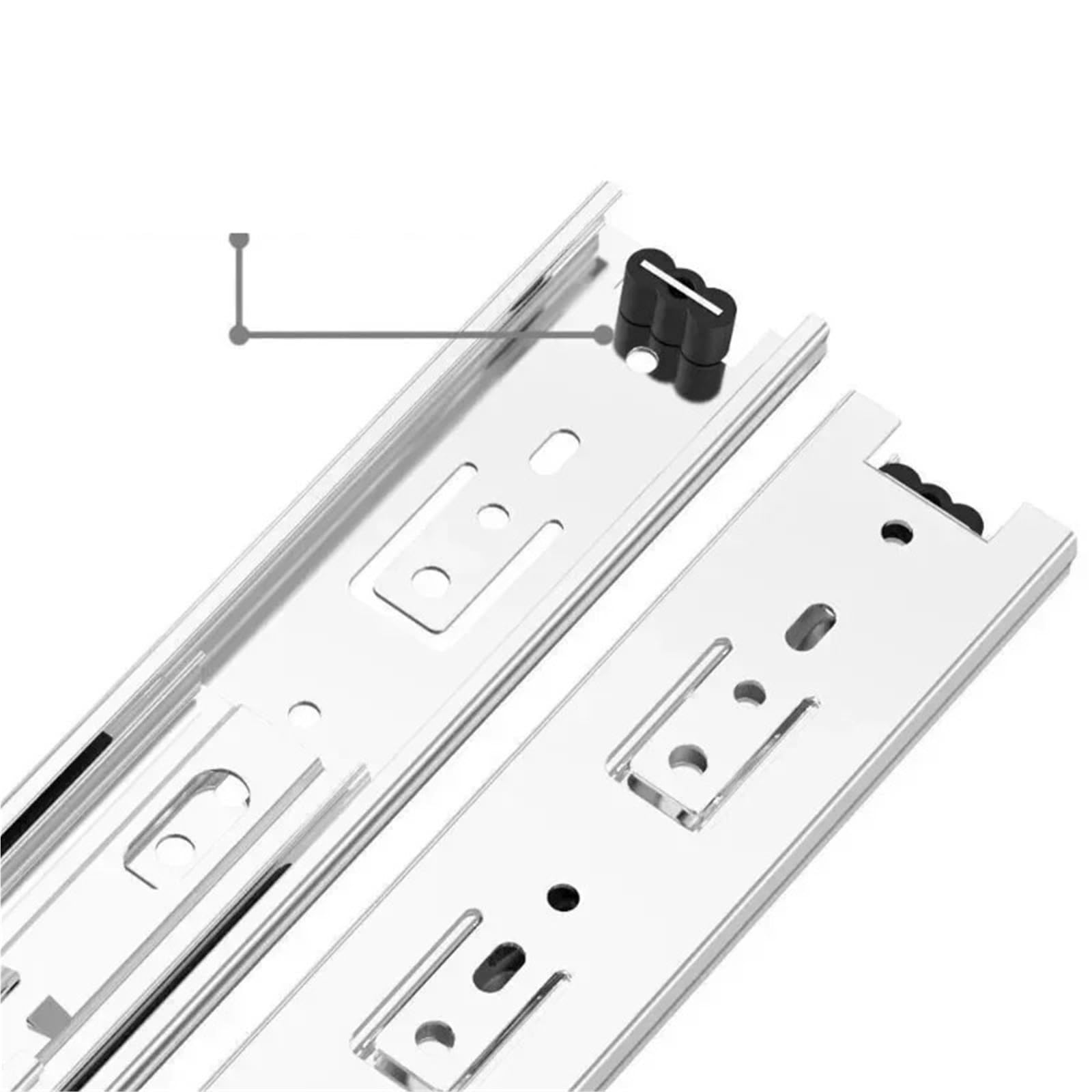2 guide for cassetti a tre sezioni in acciaio inossidabile con chiusura ammortizzata, armadio di stoccaggio guida scorrimento for carichi pesanti Per Mobili(12inch 30cm)