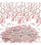 Konsait 16th Birthday Decor Rose Gold Hanging Swirls Decoration Star 16 Happy Birthday Table Conf...