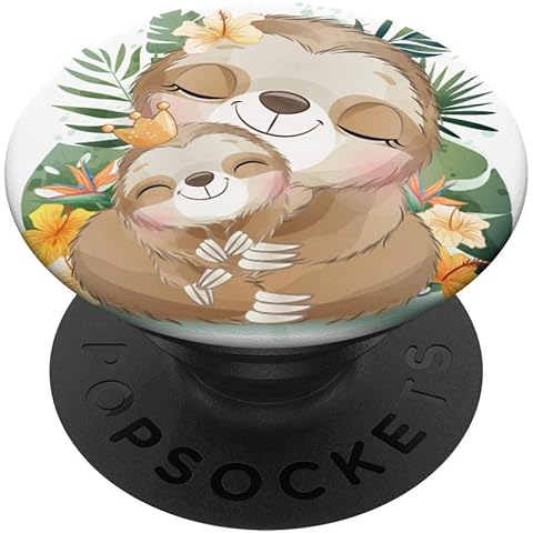 Cute Sloth Mother Baby With Watercolor. PopSockets PopGrip: Swappable Grip for Phones & Tablets