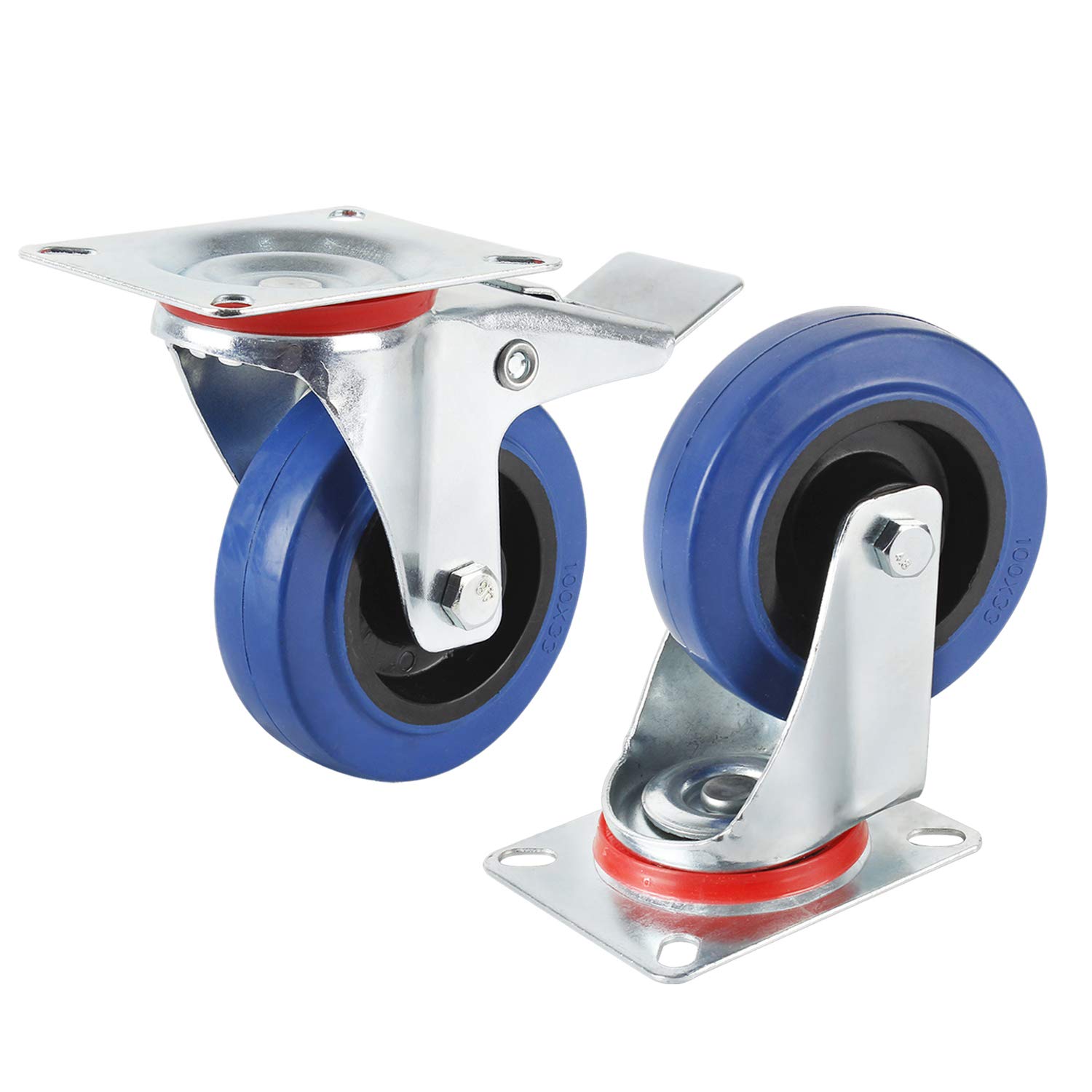 2 Lenkrollen 125mm Mit Blue Wheel - Transportrollen Für Geräte & Werkbänke
