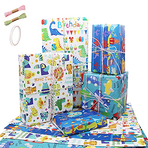 Aupower Geschenkpapier, 8 Blatt Recycling-Geschenkpapier für Weihnachten, Geburtstag, Kindertag,ValentinstagGeburtstagsanlässe, Partygeschenk Cover
