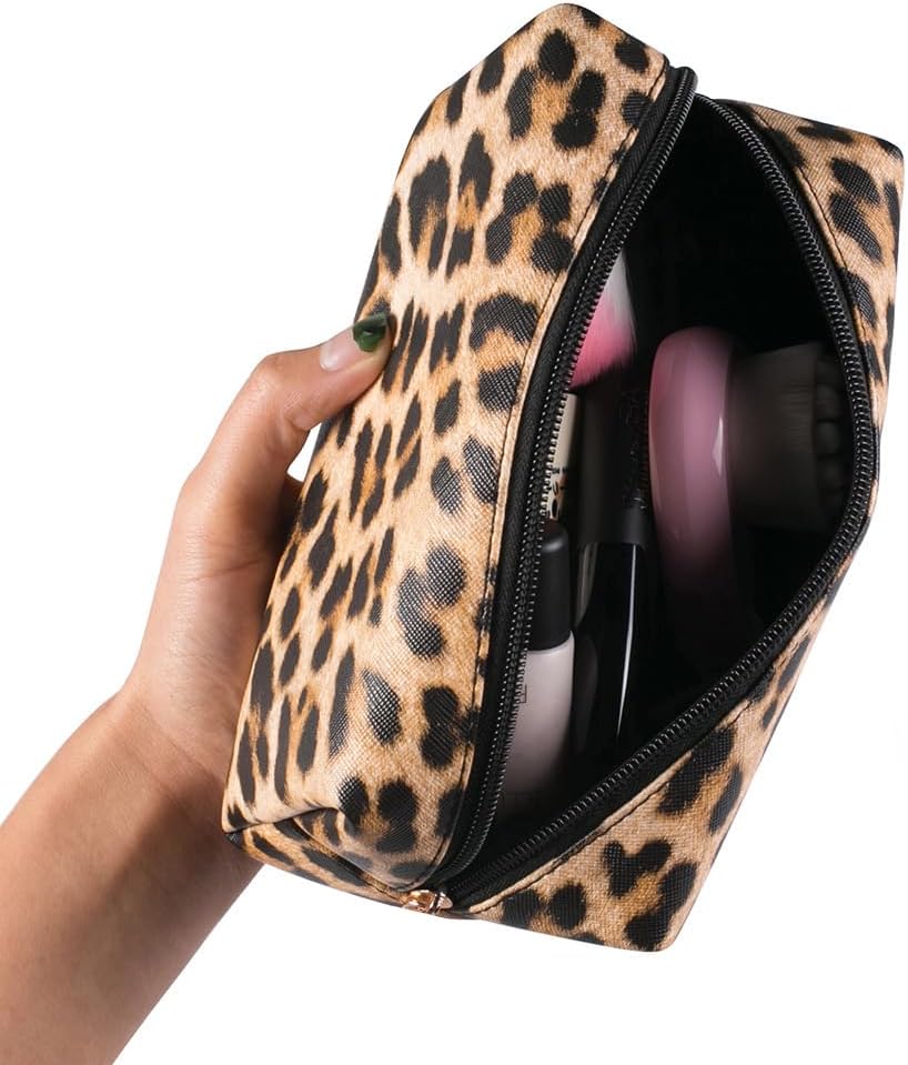 FITINI 3 Pieces Makeup Bags Double Layer Travel Large Leopard Cosmetic Cases Organizer Toiletry Bags Waterproof Small Zipper Pouch for Women Makeup Brush Storage Bag - Image 7