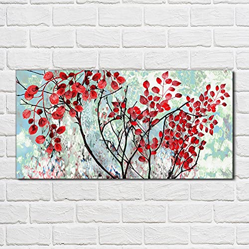 Tableau en verre acrylique 100x50cm panoramique résistant à l'humidité motif branches - 2