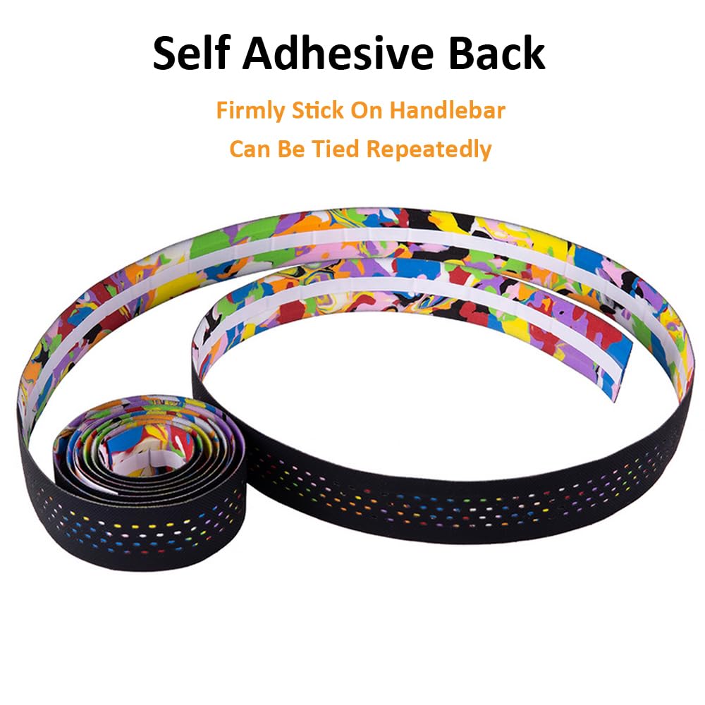 MOCNT Bicycle Handlebar Tape Breathable Cycling Bike Handlebar Tape PU EVA Handle Bar Grip Wrap Tapes Comfort Non Slip Shock Absorbent Road Bike Handlebar Drop Bar Tape Colorful - Image 4