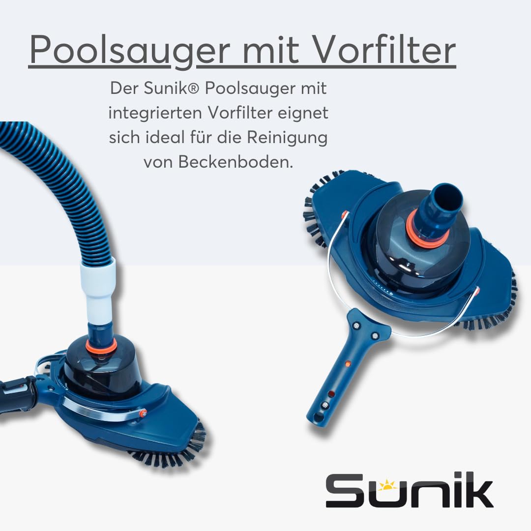 3-in-1 Pool-Reinigungsset | Mit Bürste, Vakuumkopf & Netz | Für Oberirdische Pools & Whirlpools | Einfache Handhabung