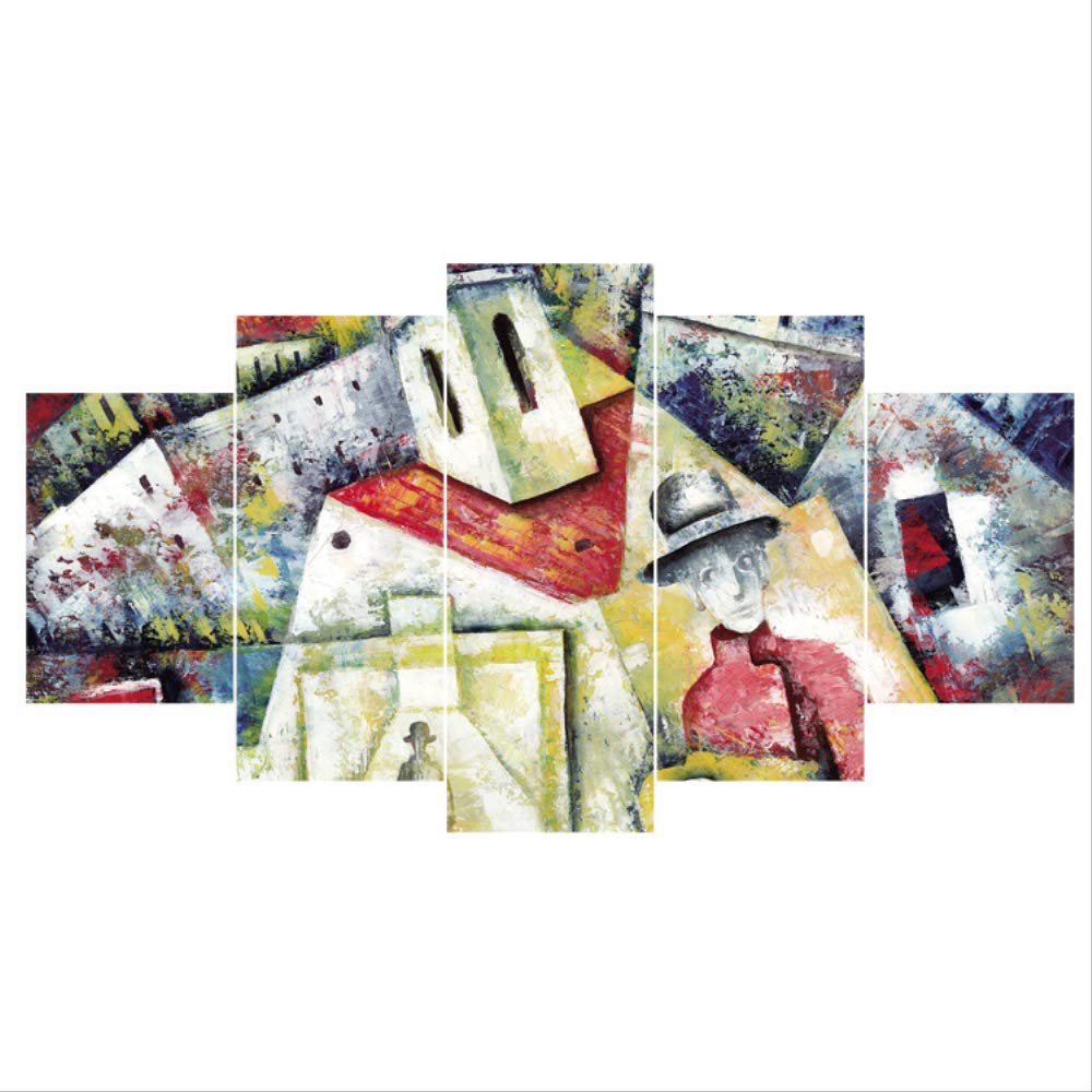 Photo peinture maison sur toile en 5 panneaux de tailles dégressives décoration murale