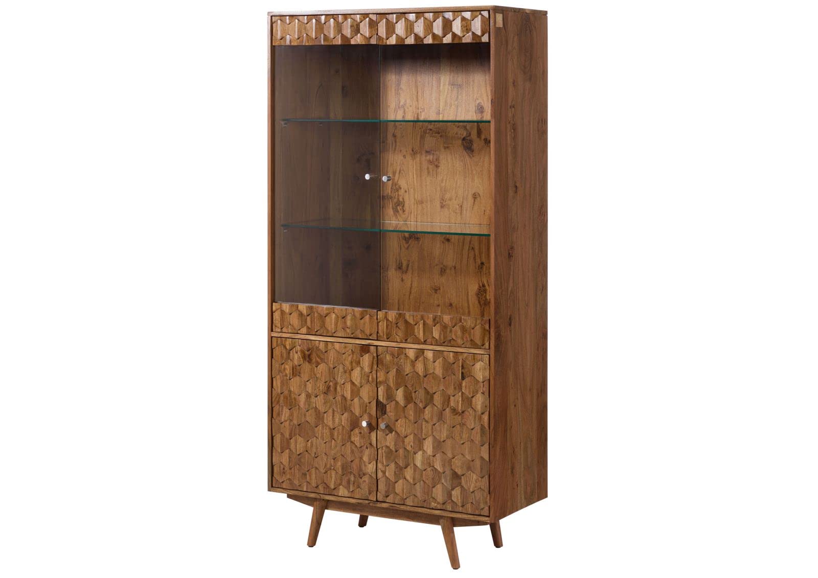MASSIVMOEBEL24.DE | MOSAYK Vetrina di acacia, colore: naturale laccato, dimensioni: 90 x 42 x 190 cm (larghezza x profondità x altezza)