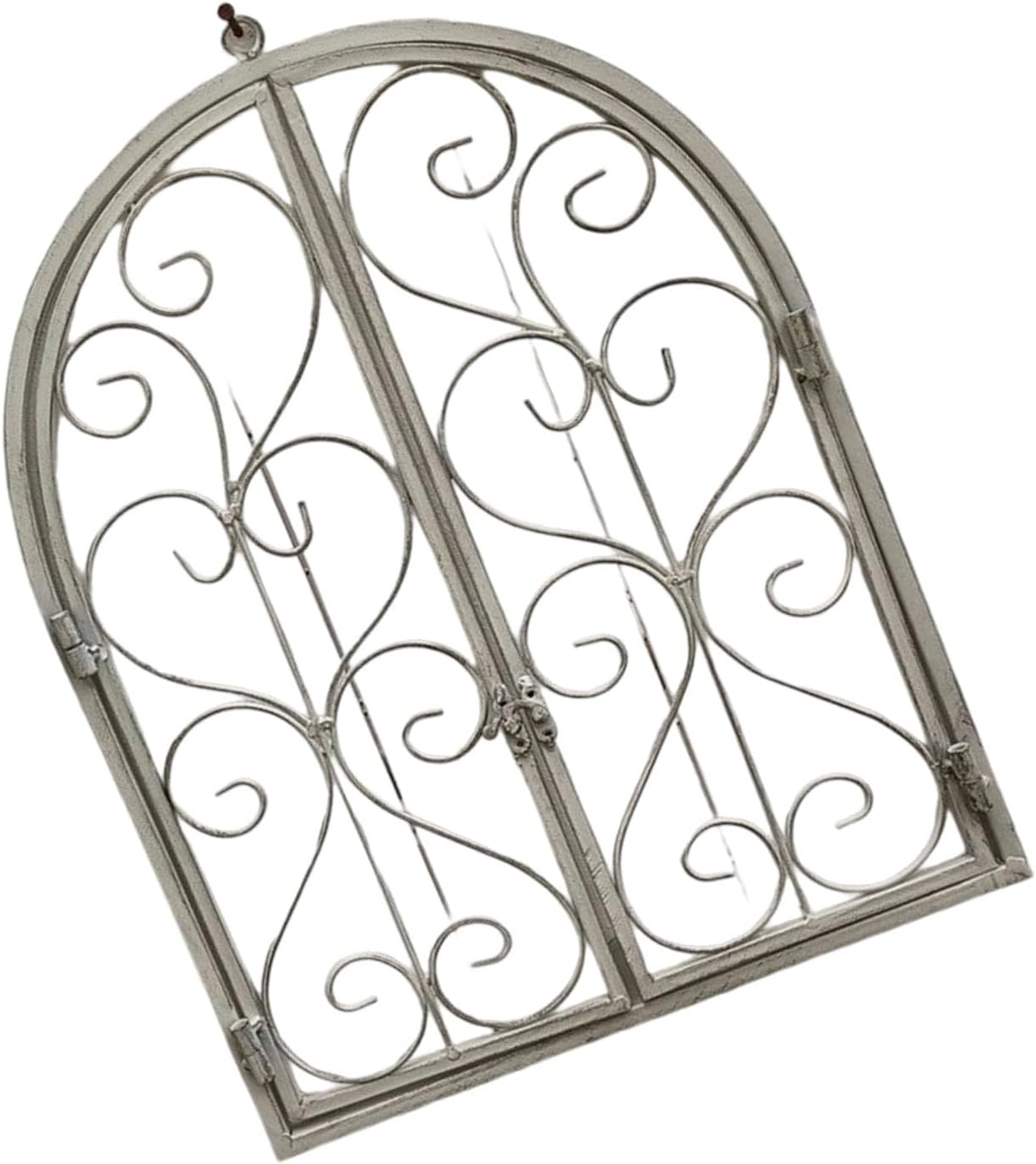 アイアンウォールアート ビンテージウィンドウフレーム装飾 ファームハウス メタルハンギングオーナメント 屋内外ホームデコレーション