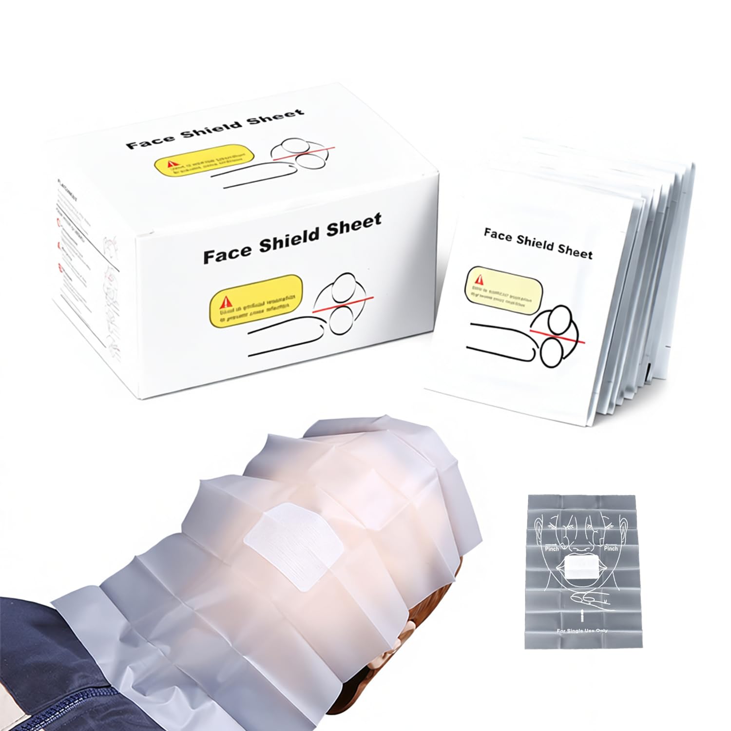 Paquete de 200 protectores faciales de entrenamiento de RCP, envueltos individualmente, barrera de seguridad de emergencia para kits de primeros auxilios y aventuras al aire libre