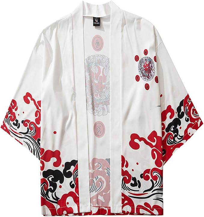 Amazon Co Jp メンズ 夏秋服 和式カーディガン Talaestie 羽織り和風 和式パーカー メンズ カーディガン カーディガン ｔシャツ 七分袖 長袖 薄手 法被 ゆったり プリント カットソー 日焼け止め レトロ ファッション メンズトップス夏服 ファッション
