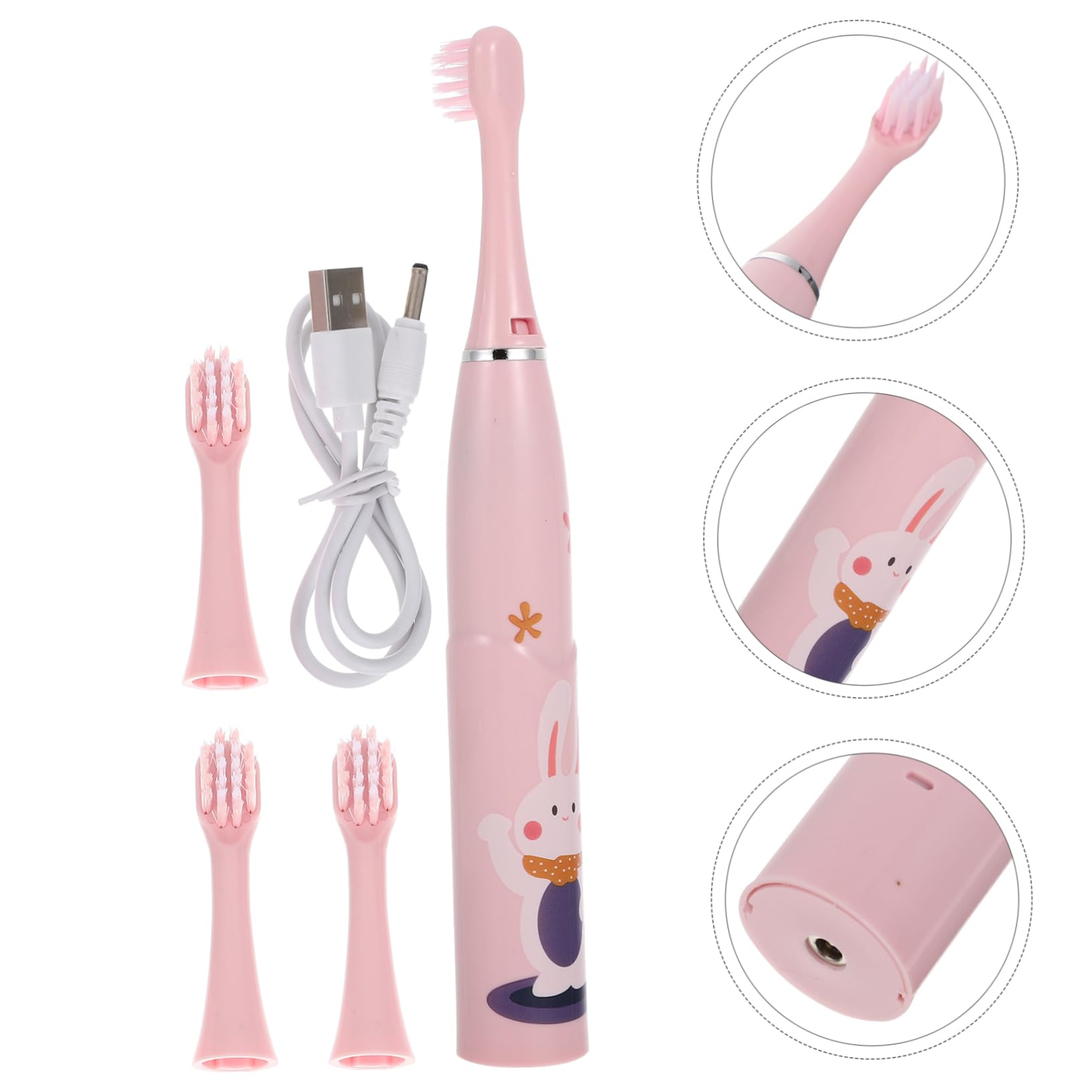 PartyKindom 3sets Spazzolini Elettrici Per Ragazzo Ragazza Spazzolino Cartone Animato e Ricaricabile Forniture Per La Dei Denti Dei Piccoli Design Ergonomico e Materiale Di Alta Qualità