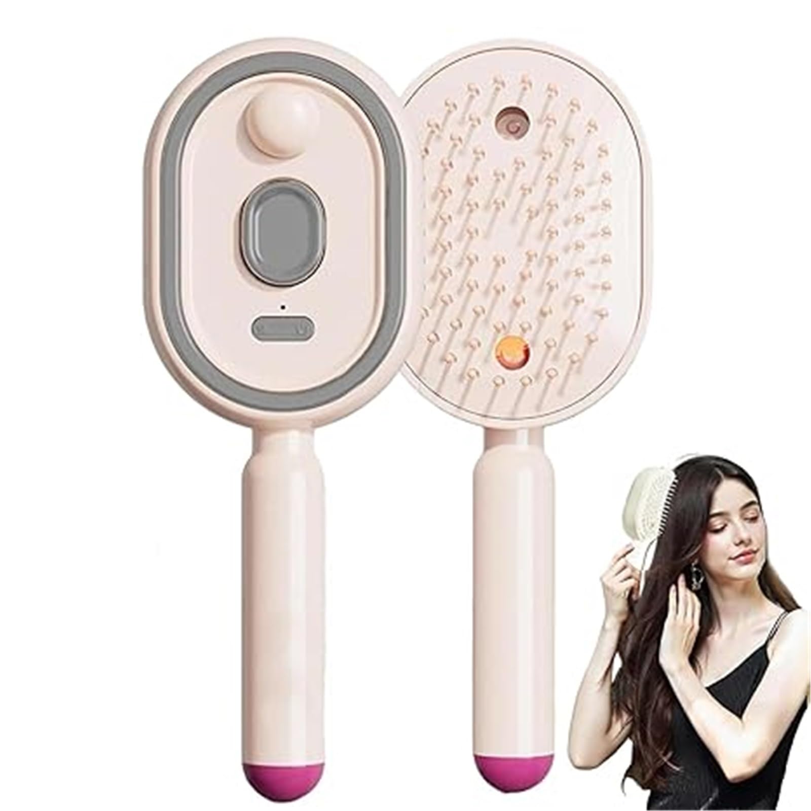Brosse à vapeur électrique rechargeable rose avec peigne de pulvérisation - 8