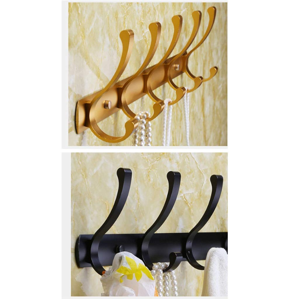 Percheros montados en la pared, ganchos de aluminio espacial, perchero decorativo for entrada, baño, dormitorio, elegante for pasillo y sala estar(Black,45cm)