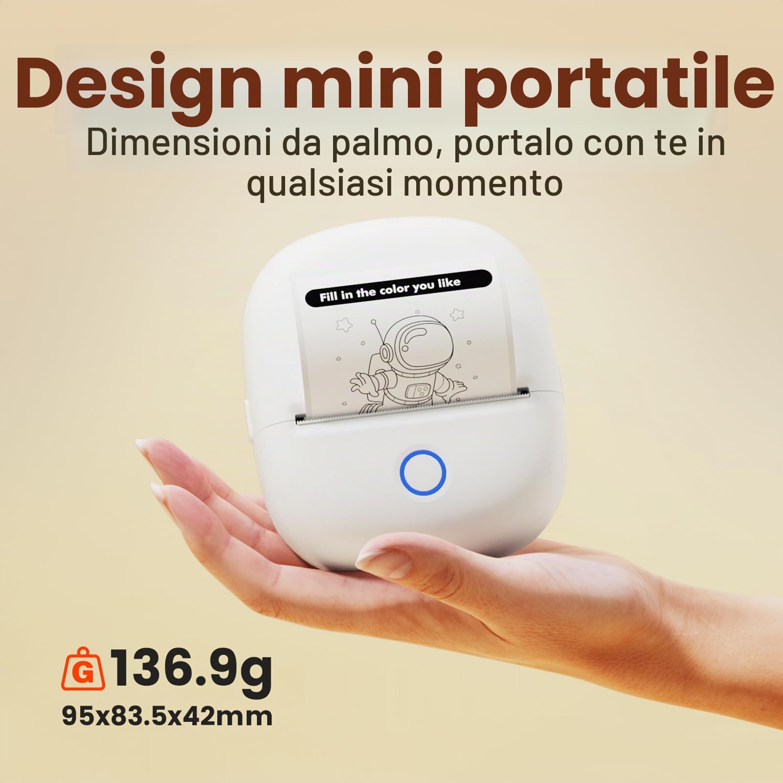 Bisofice C2 Mini Stampante Etichette Adesive, Etichettatrice Termica Portatile Bluetooth Compatibile con Android/iOS, per Ufficio, Casa, negozio - con 11 rotoli carta, bianco