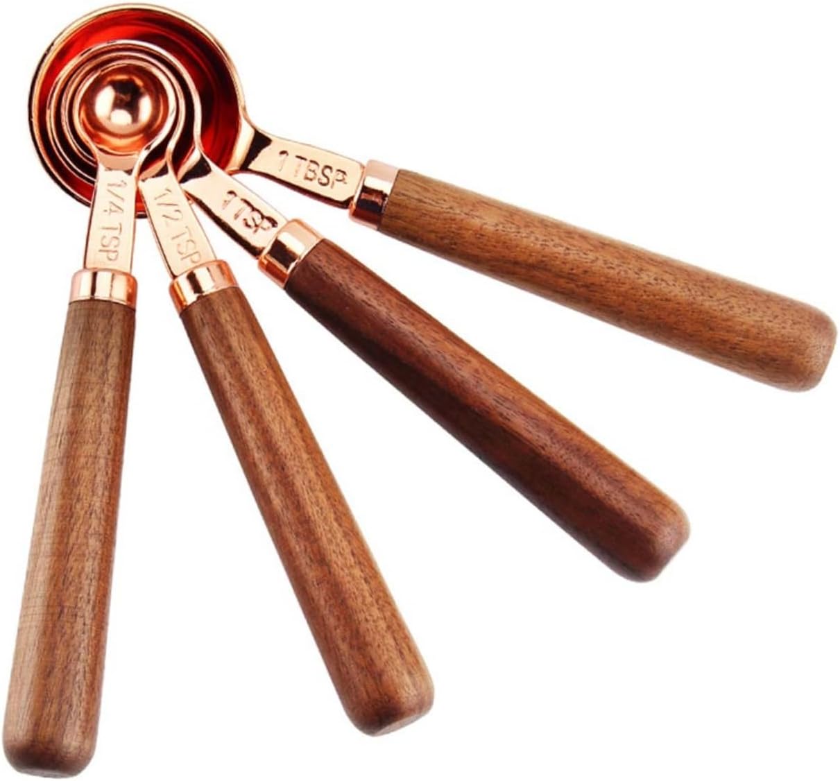 PRETYZOOM 1set Stainless Steel Measuring Cup and Spoon Set Walnut Handles Accurate Baking Supplies for Cooking Space-saving Design Easy to Clean Food-grade Material