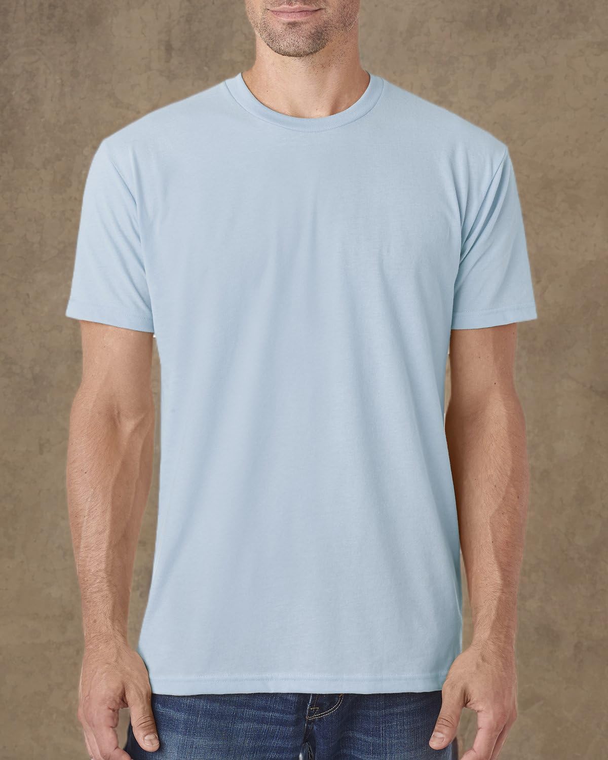 Next Level Men's Premium 1x1 Sueded Baby Rib Collar T-Shirt, Light Blue, Large - Image 4