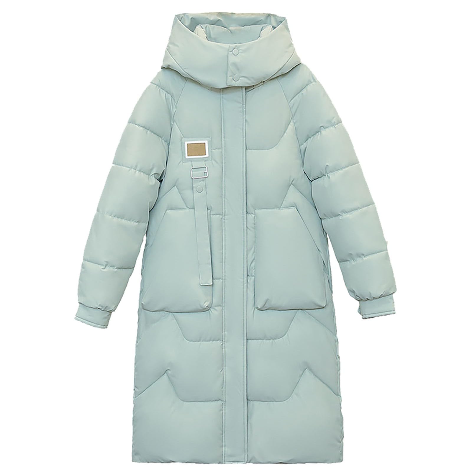 Chaqueta acolchada de plumón para mujer, abrigo acolchado de longitud media, abrigos largos acolchados para mujer con capucha desmontable, abrigo sólido para mujer, abrigo impermeable de manga larga,