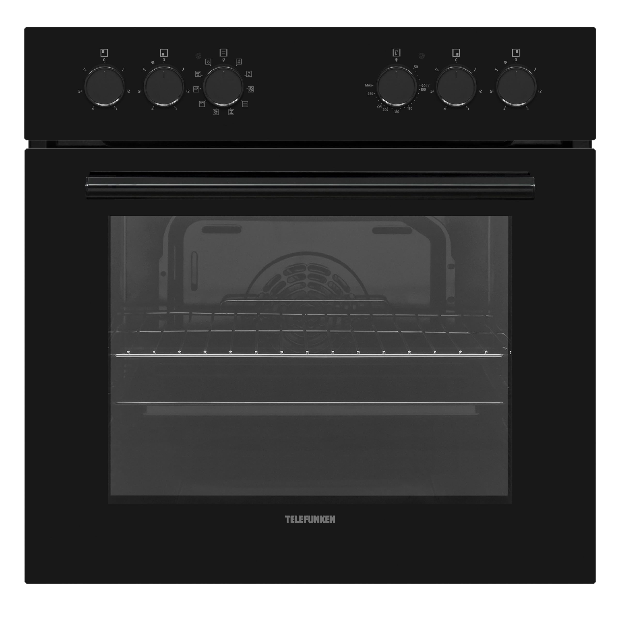 Telefunken ECHS65A-B2 Einbauherd-Set 60 cm 65 Liter Glaskeramik-Kochfeld 4 Zonen Backofen mit Grill Umluft Edelstahl