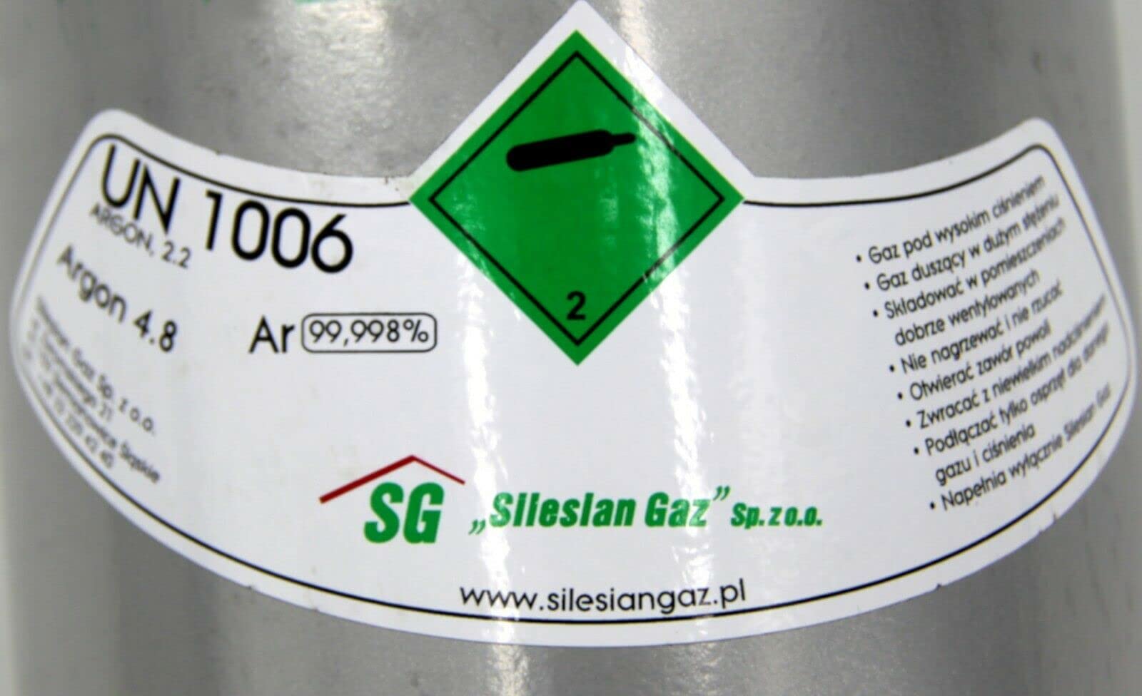 Bombola del gas Argon (100%), gas per saldatura, 8 litri, TIG/WIG MIG, con riduttore grande