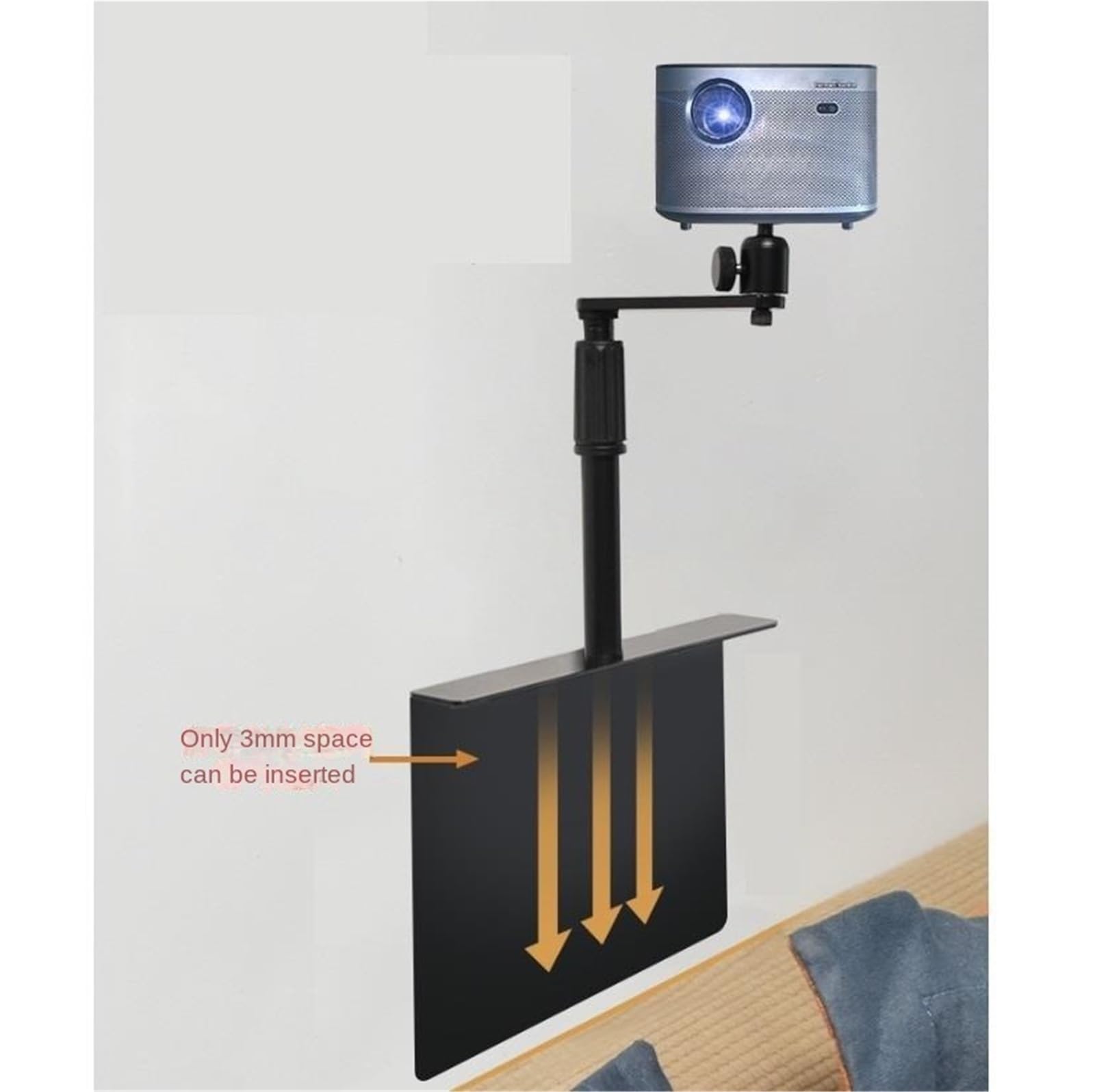 Support Projecteur Support De Projecteur Multifonctionnel À Hauteur Réglable avec Plateau Montage Près du Mur pour Bureau