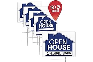 Open House Real Estate Signs - 18 x 24 Inch Double Sided...