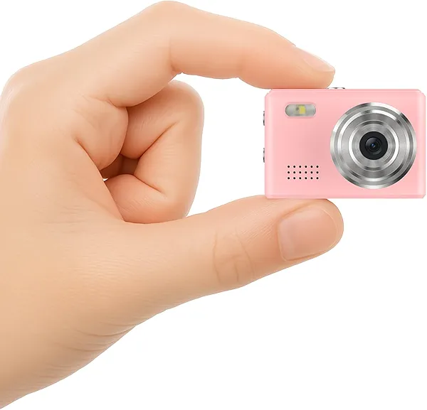 Dienspeak Mini Camera 1080P HD Video Recorder - Keychain Digital Camcorder with 64GB Card, 0.96" HD Display, Long Battery Life, Ultra-Portable Tiny Camera for Travel/Vlog/Night Shots (Pink)