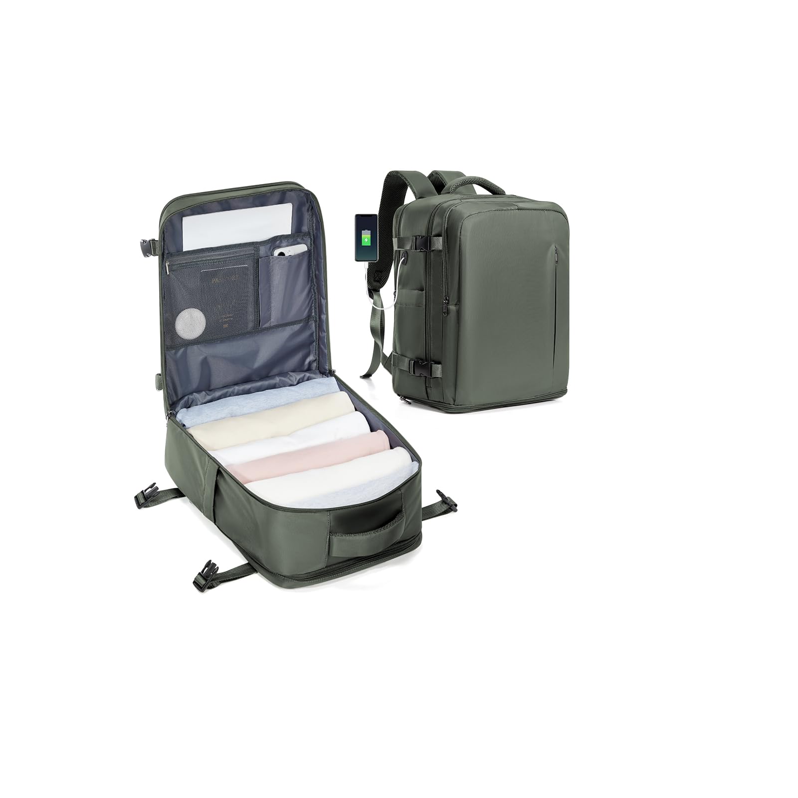 SZLX Vakuum Rucksack 40x30x20 Wizz air Handgepäck Rucksack 40x20x25 für Ryanair Vakuum Reiserucksack Flugzeug Easyjet Handgepäck 45x36x20 Laptop Rucksack 14 Zoll mit Schuhfach für Herren Damen