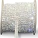 Awakingdemi Crystal Rhinestone Close Chain, Fashion SS16 Clear Rhinestone 1 Yard 2-Row Close Chain Trims Silver for Weeding DIY Decoration