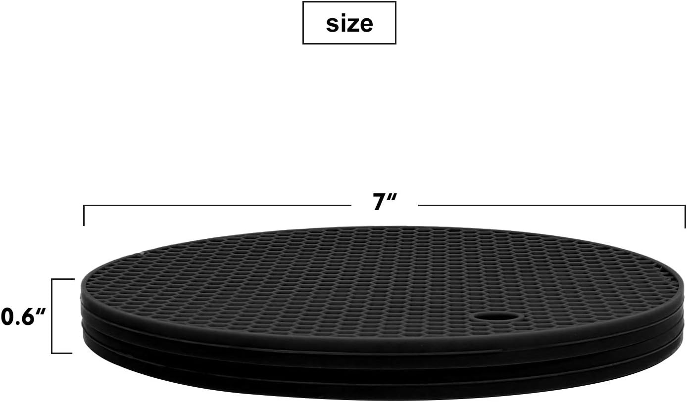 Extra Thick Silicone Trivets Heat Resistant Pot Holder and Oven Mitts,Trivets for Hot Dishes,Nonslip Insulation Honeycomb Rubber Hot Pads for Countertop,Multi-Purpose & Flexible Mats,2 Pack Black