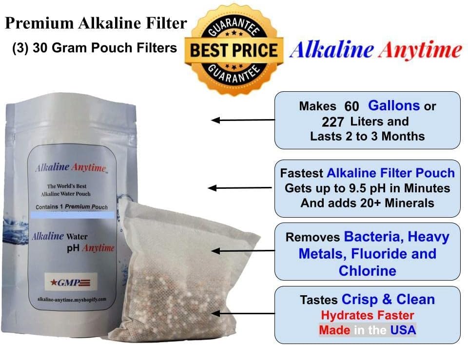 Miniatura 3 de Alkaline Anytime - Botella de agua alcalina deportiva-1 (9.5 pH) filtro alcalino y acero inoxidable infundido a prueba de fugas, sin BPA,