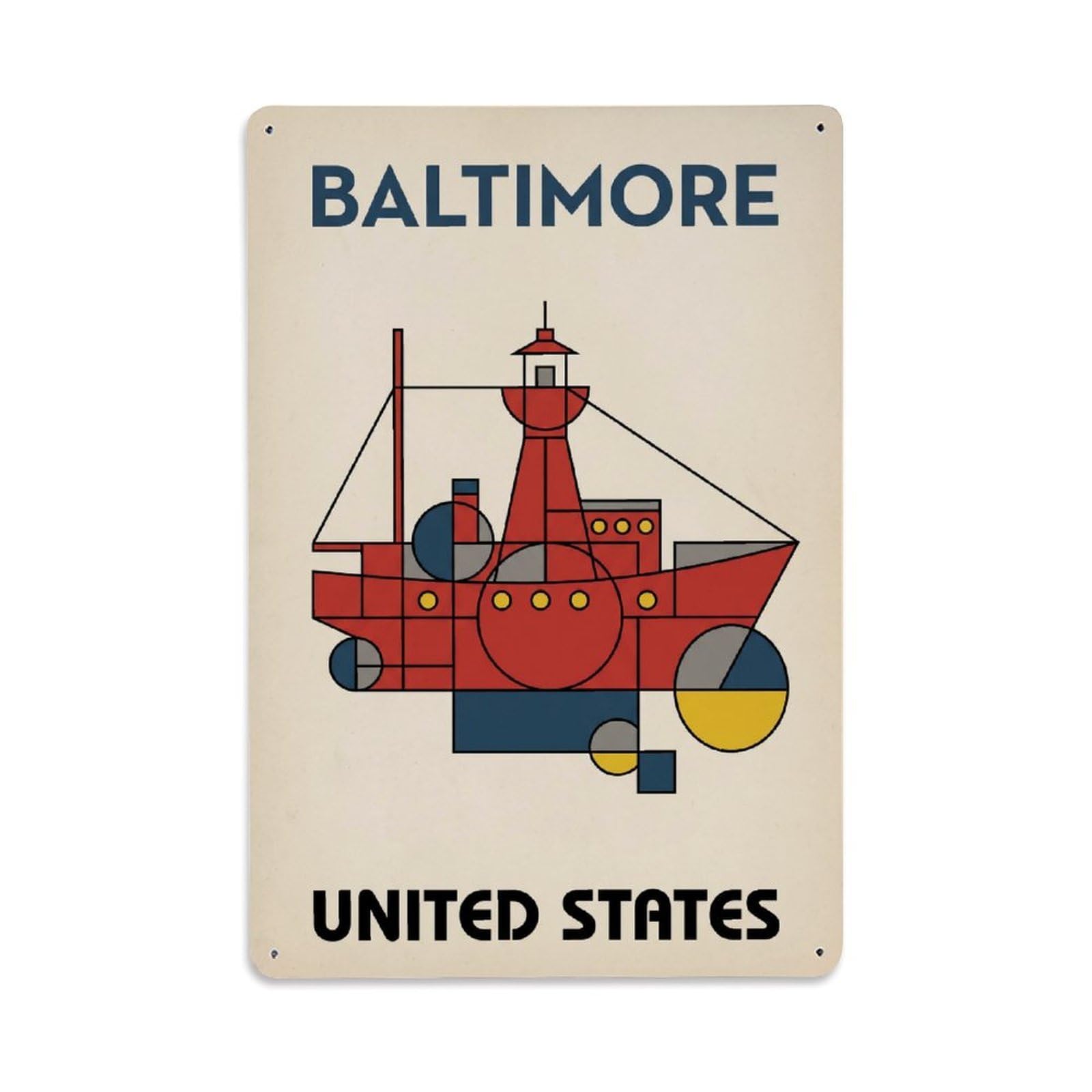 Xanthor Style Vintage United States Baltimore Travel Metal Tin Sign