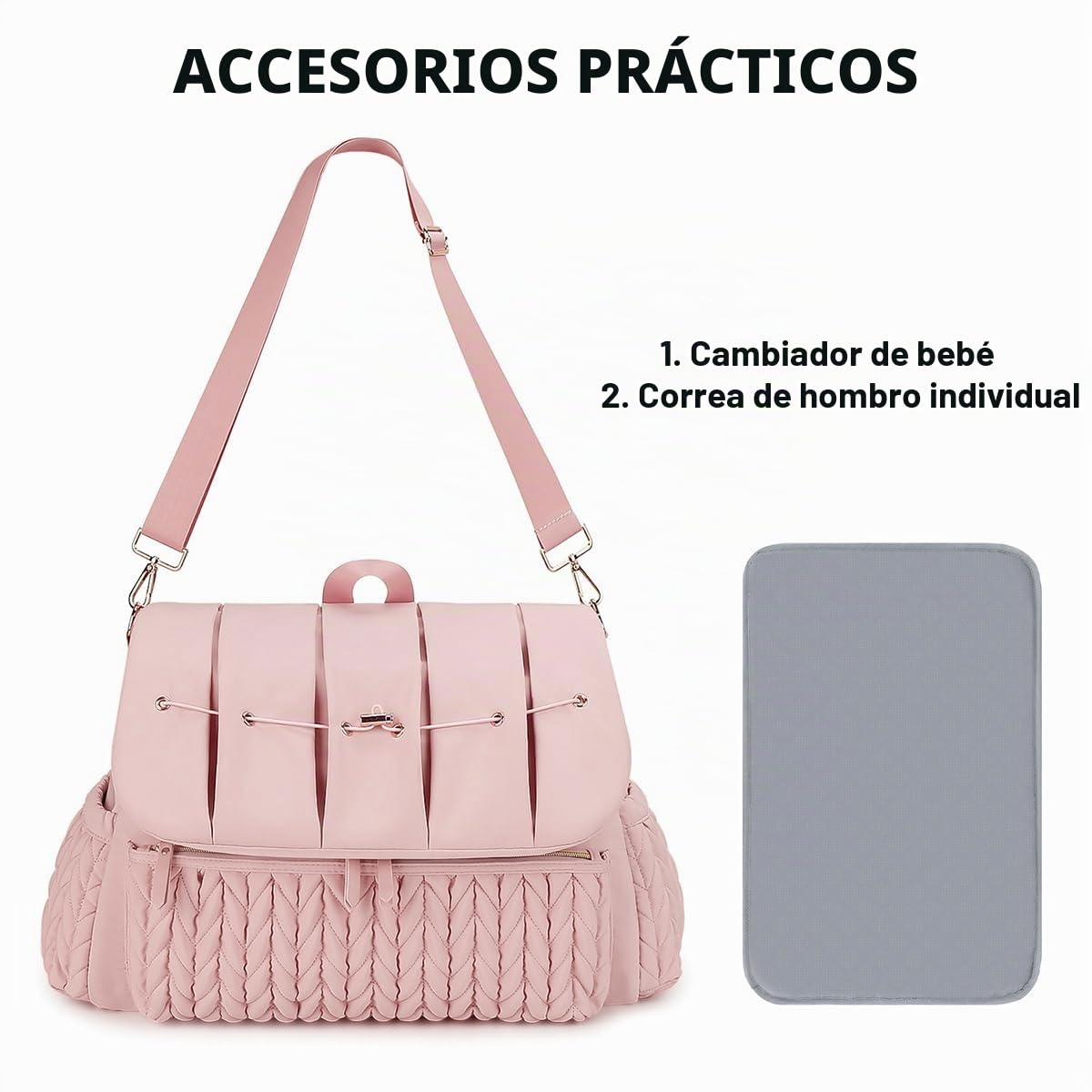 SONARIN Convertible Mochila de Pañales para Bebé,Gran Capacidad Impermeable Bolsa de Pañales Bolso Cambiador Bolsa de Viaje para Pañales con Cambiador & Correa de Hombro(Rosa)